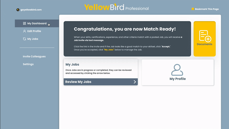 Click on My Profile or Edit Profile to make edits to your profile information.