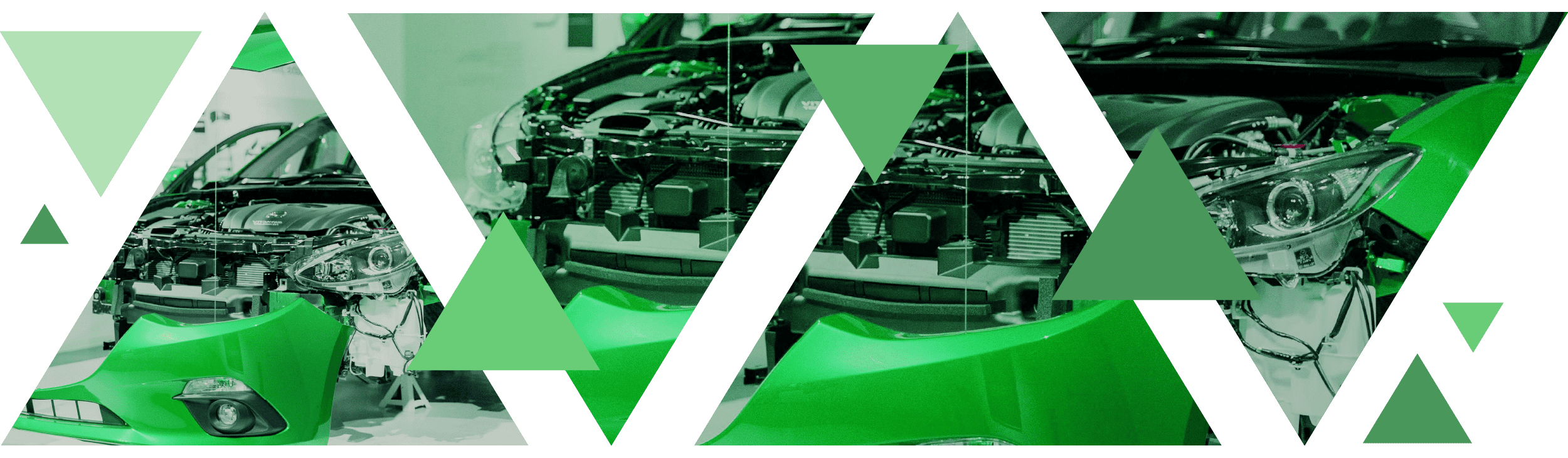 Automotive Banner Automotive Banner consisting of a triangular abstraction of the insides of an automobile.