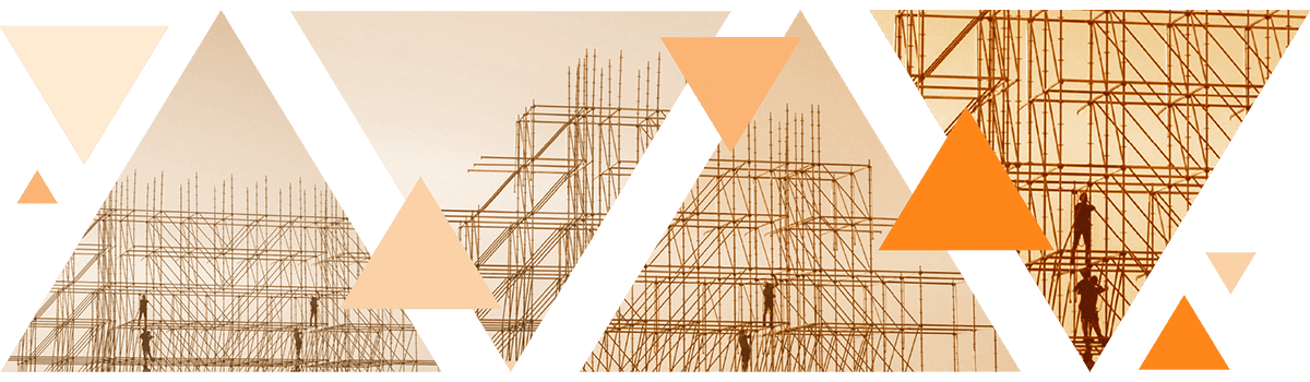 Construction Banner Image displays an orange triangular abstraction of a construction site.