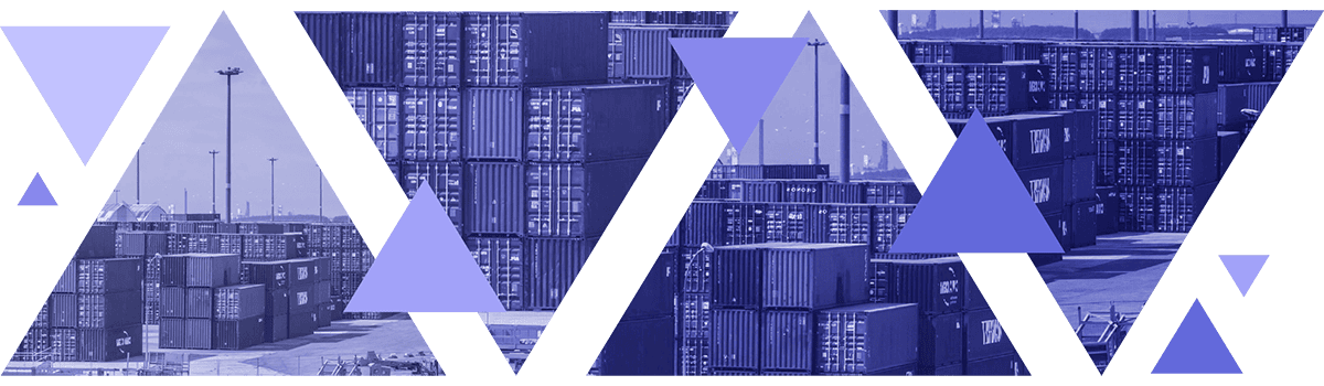 Logistics Banner This image shows a purple triangular abstraction of carrier crates.